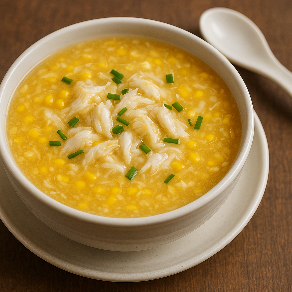 Sopa de maíz con cangrejo