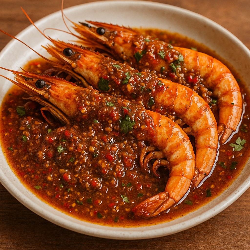 Langostinos plancha / salsa Sha-Sha