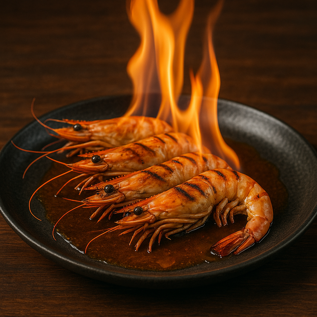 Langostinos a la plancha con whisky