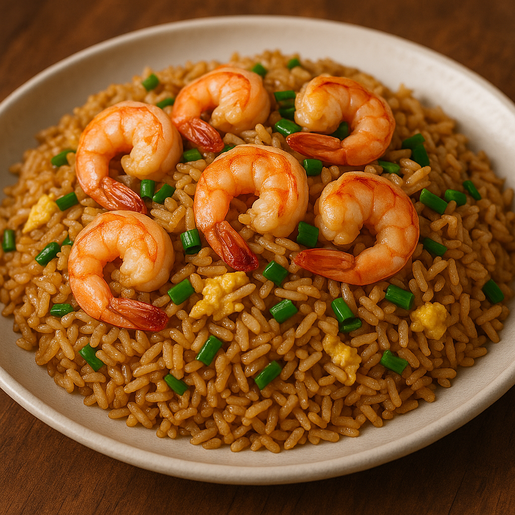Arroz frito con gambas