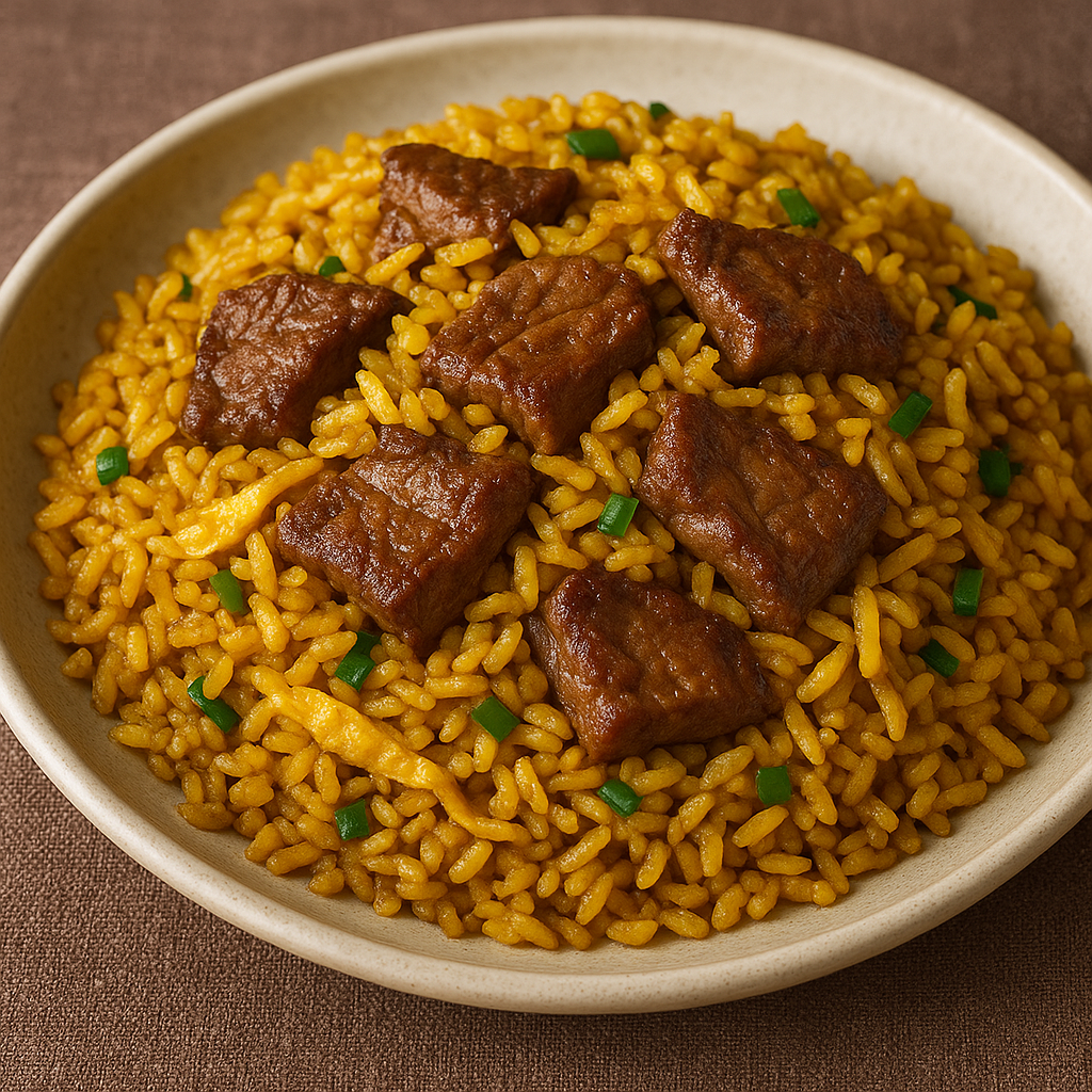 Arroz frito con ternera al curry