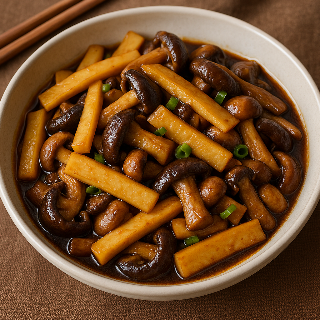 Bambú y setas chinas salteadas