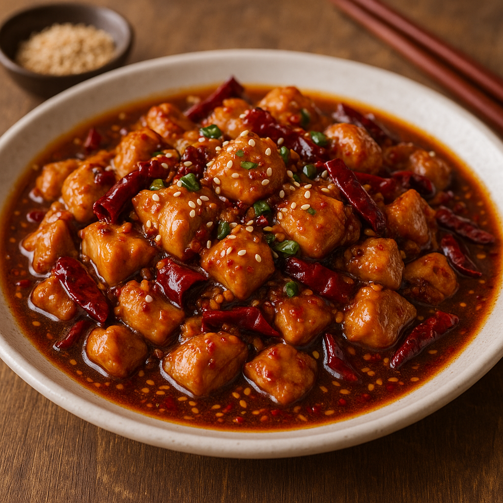 Pollo con salsa picante